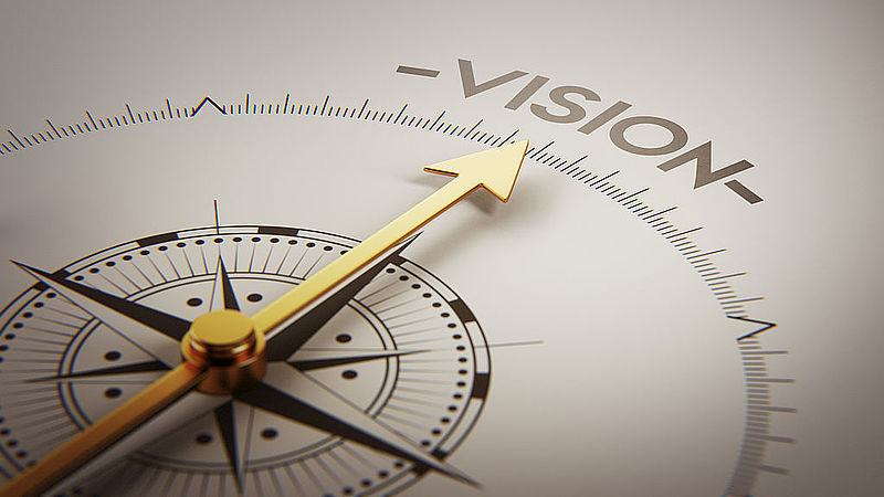 Kompass zeigt auf Vision